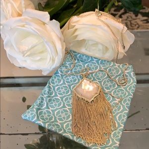 Kingston Gold Long Pendant Necklace In Ivory Pearl